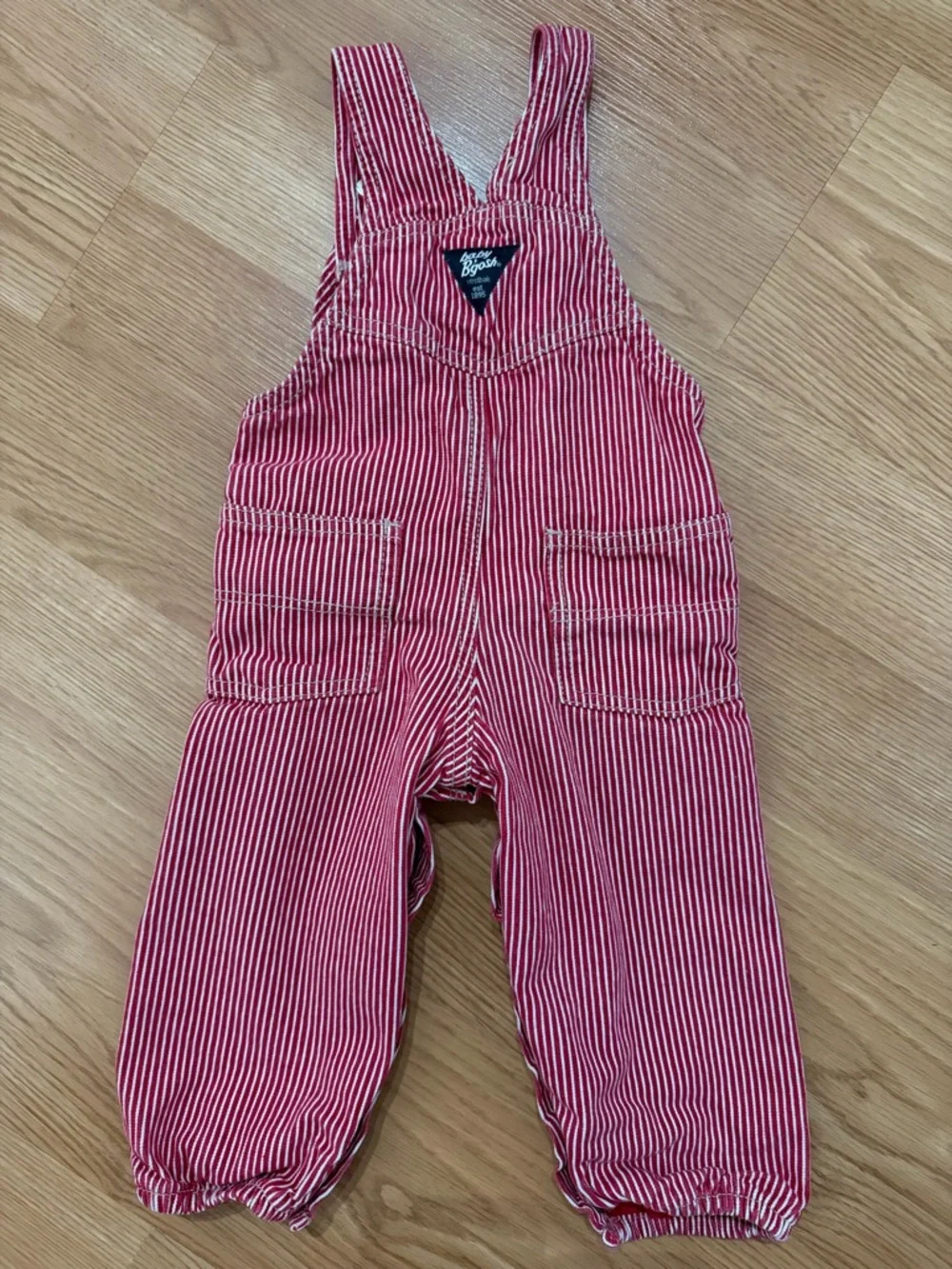 Oshkosh B’gosh Classic Red Striped Overalls 24M 2T